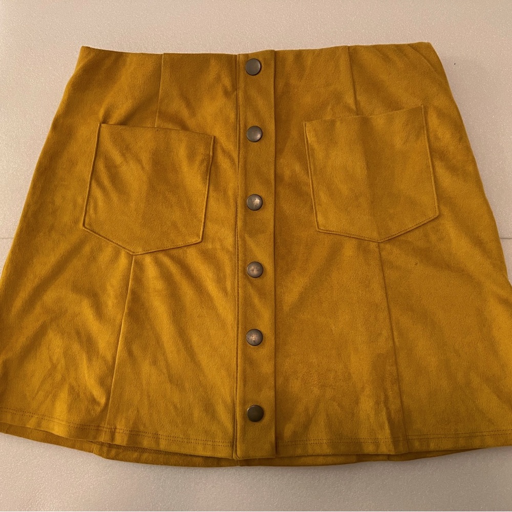 High-waisted Button-Up Skirt - Gold/Mustard - Forever 21